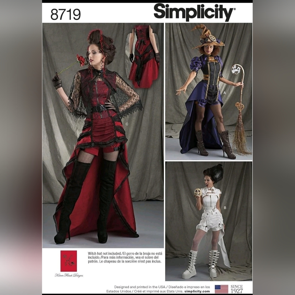 SIMPLICITY SEWING PATTERN 8719 Steampunk Fantasy Costumes Misses Sizes 14-22 NEW